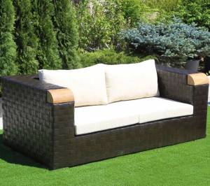 Диван 2-х местный "Лоосдорф" из искусственного ротанга, темно коричневый, белый, бежевый Диван 2-х местный "Лоосдорф" из искусственного ротанга, темно коричневый, белый, бежевый
