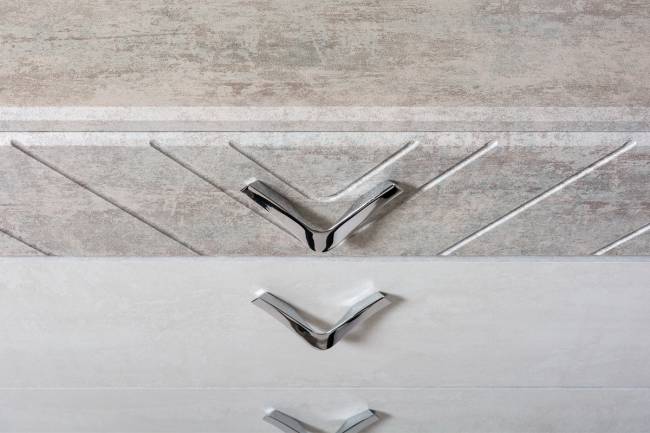 Комод четыре ящика с зеркалом Амели Моби цвет шёлковый камень/бетон чикаго беж