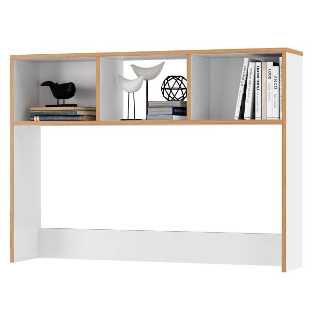 Компьютерный стол Вуди с двумя боковыми пеналами цвет белый премиум/дуб крафт золотой