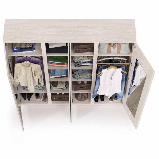 Два Шкафа комбинированных для одежды с зеркалами внутри на створке Ника цвет ясень анкор светлый