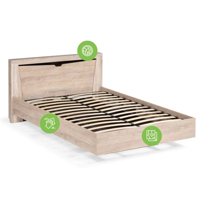 Кровать Магантия 140х200 сПМ парящая дуб баррик