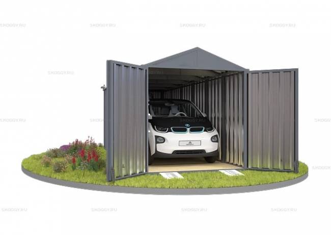 Хозблок SKOGGY секционный с двускатной крышей 6 х 2 м, брутальный серый