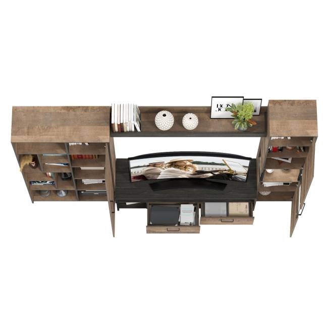 Стенка для гостиной в лофт стиле Трувор № 19 цвет дуб гранж песочный/интра Стенка для гостиной в лофт стиле Трувор № 19 цвет дуб гранж песочный/интра