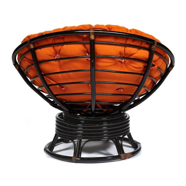 Кресло-качалка Папасан/Papasan (W 23/01 B) /с подушкой/ 115х78х104см, античный черно-коричневый, ткань оранжевый, с 23 Antique brown (античный черно-коричневый)