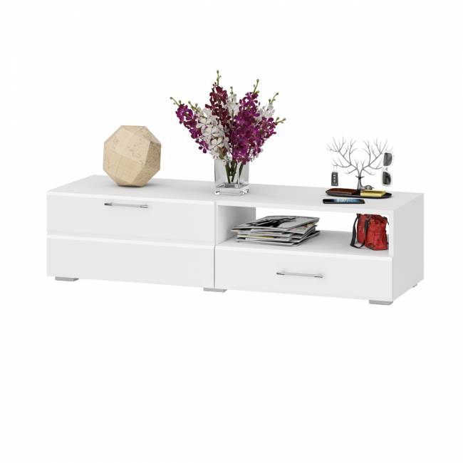 Тумба под ТВ Ларго 1,4 цвет белый/белый глянец