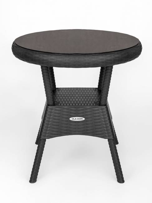 Стол садовый круглый Bermonti со стеклом, антрацит