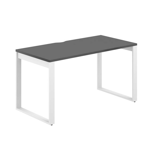 AG.102.AN.V.72.WH  / Стол 1400х600х750 / профиль О-образный: 70х20 белый; столешница с вырезом: антрацит