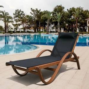 Шезлонг-лежак из сибирской лиственницы  Мальта AFM-511 Black