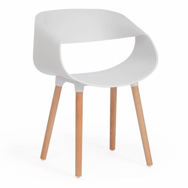 Стул КXX/QXX (мод.C1058-1) пластик/дерево, 60х53х81см, белый/ натуральный (Комплект из 4 шт.) белый пластик/дерево