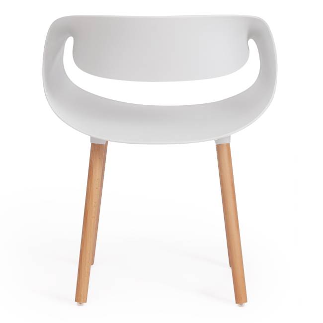 Стул КXX/QXX (мод.C1058-1) пластик/дерево, 60х53х81см, белый/ натуральный (Комплект из 4 шт.) белый пластик/дерево