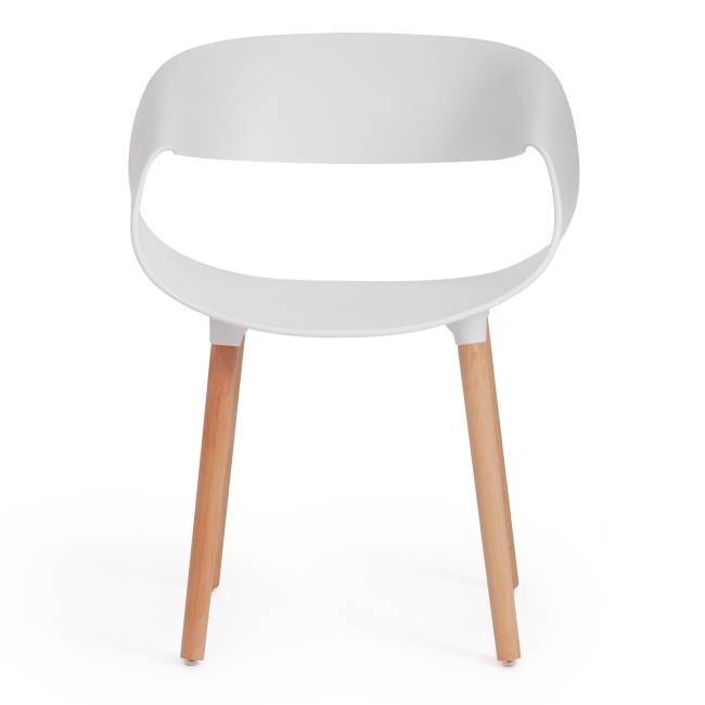 Стул КXX/QXX (мод.C1058-1) пластик/дерево, 60х53х81см, белый/ натуральный (Комплект из 4 шт.) белый пластик/дерево