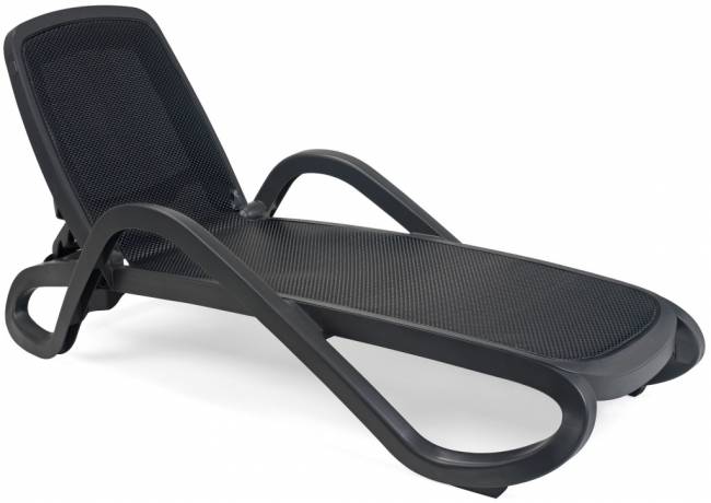 Шезлонг-лежак пластиковый Alfa антрацит 1700-1945х710х850 мм Шезлонг-лежак пластиковый Alfa антрацит 1700-1945х710х850 мм