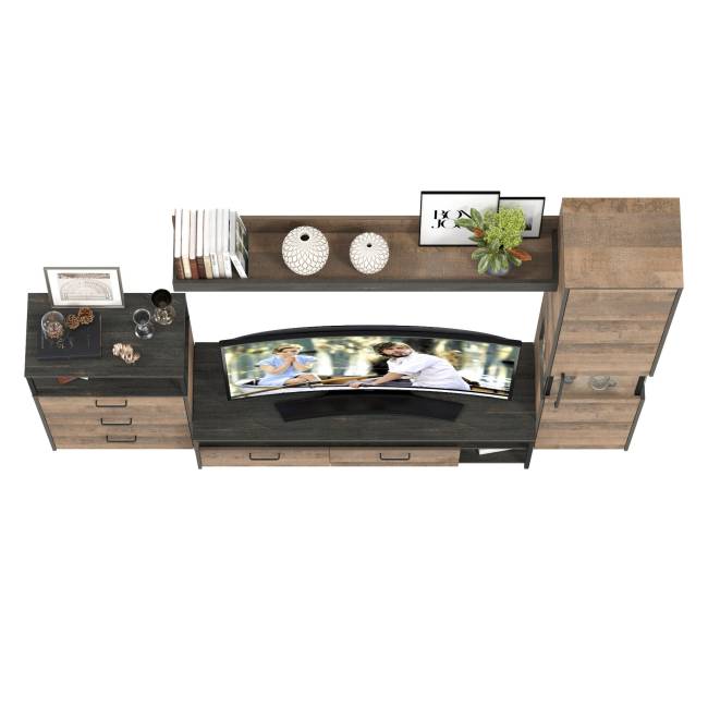 Стенка для гостиной с подсветкой Трувор № 23 цвет дуб гранж песочный/интра Стенка для гостиной с подсветкой Трувор № 23 цвет дуб гранж песочный/интра