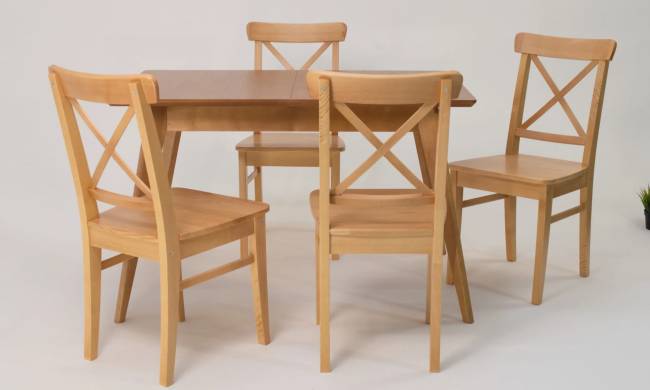 Стол Сканди 120 натур со стульями Ингольф натур