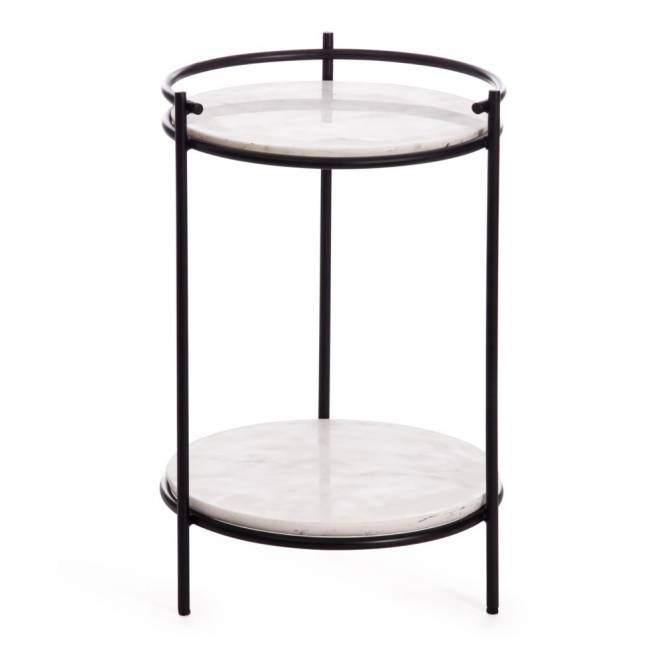 Столик кофейный Secret De Maison FASELIS ( mod. 11886 ) алюминиевый сплав/мрамор, 38*38*56 см, черный/белый мрамор