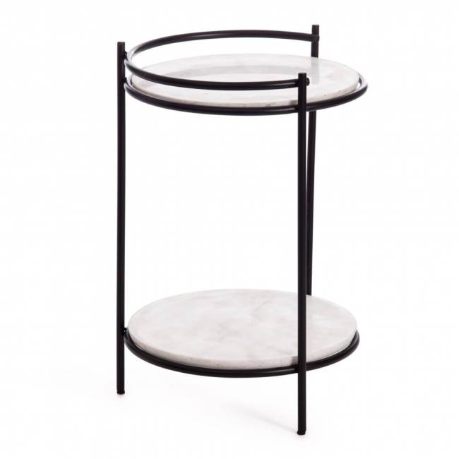 Столик кофейный Secret De Maison FASELIS ( mod. 11886 ) алюминиевый сплав/мрамор, 38*38*56 см, черный/белый мрамор