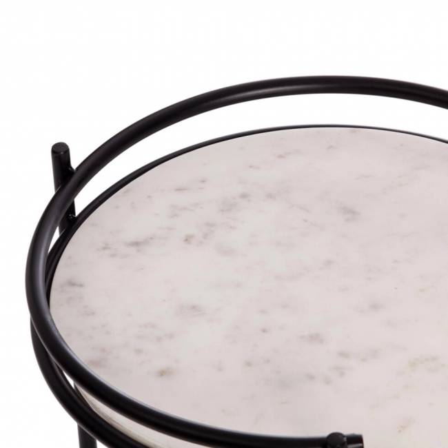 Столик кофейный Secret De Maison FASELIS ( mod. 11886 ) алюминиевый сплав/мрамор, 38*38*56 см, черный/белый мрамор