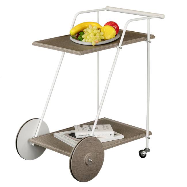 Стол сервировочный Новум белый/белый/текстиль темный Стол сервировочный Новум белый/белый/текстиль темный