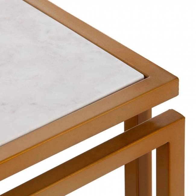 Столик кофейный Secret De Maison QUATTRO ( mod. 14153 ) алюминиевый сплав/мрамор, 41*41*41 см, золотой/белый мрамор