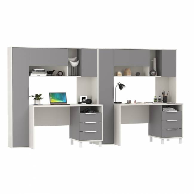 Домашний офис для двоих человек Комфорт 12.95N цвет белый премиум/серый шифер Домашний офис для двоих человек Комфорт 12.95N цвет белый премиум/серый шифер