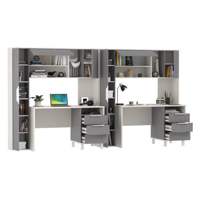 Домашний офис для двоих человек Комфорт 12.95N цвет белый премиум/серый шифер Домашний офис для двоих человек Комфорт 12.95N цвет белый премиум/серый шифер