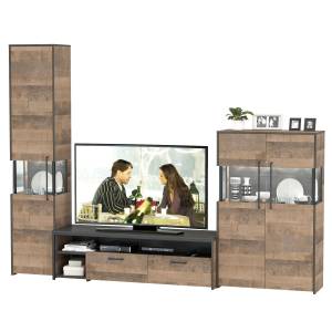 Мебель для гостиной в стиле лофт с подсветкой Трувор № 26 цвет дуб гранж песочный/интра