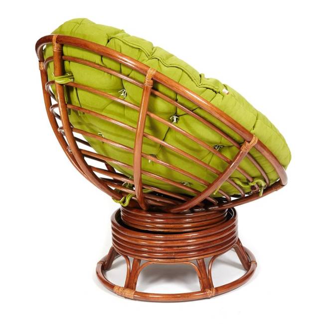 Кресло-качалка Папасан/Papasan (W 23/01 B) /с подушкой/ 115х78х104см, пекан орех, флок олива, 23 Pecan (орех)