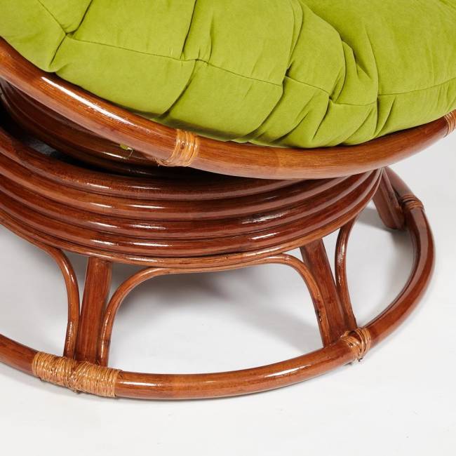 Кресло-качалка Папасан/Papasan (W 23/01 B) /с подушкой/ 115х78х104см, пекан орех, флок олива, 23 Pecan (орех)