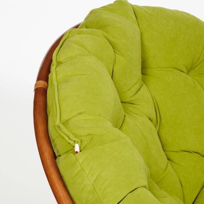 Кресло-качалка Папасан/Papasan (W 23/01 B) /с подушкой/ 115х78х104см, пекан орех, флок олива, 23 Pecan (орех)