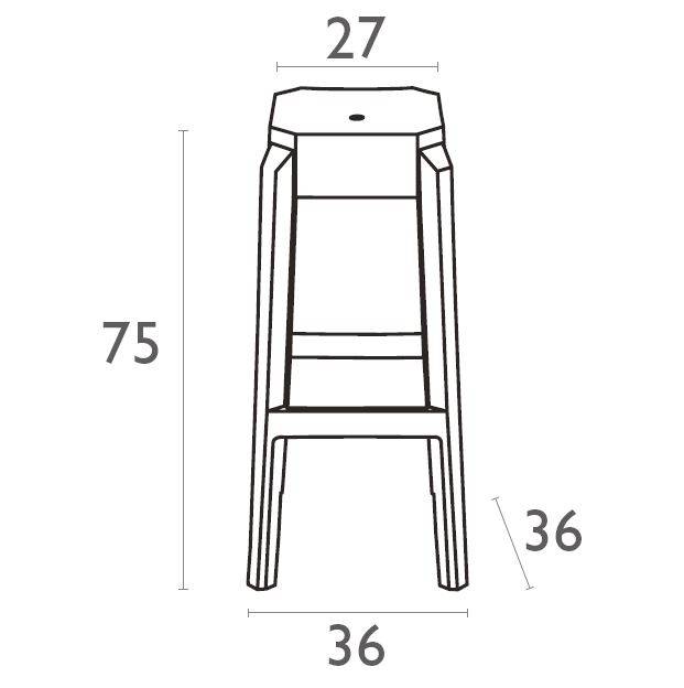 Табурет прозрачный барный Fox 75 серый 360х360х750 мм