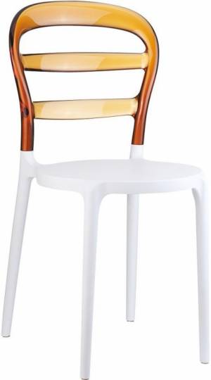 Стул пластиковый Miss Bibi белый, янтарный 420х500х850 мм