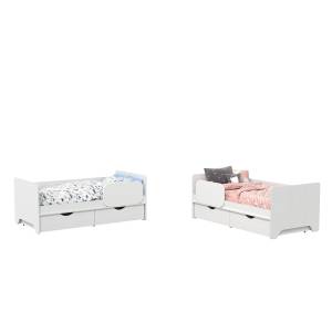 Две детских кровати с ящиками для двоих детей Уна цвет белый