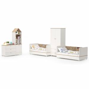 Мебель для детской комнаты с кроватями для двоих детей Эйп цвет белый/дуб белый