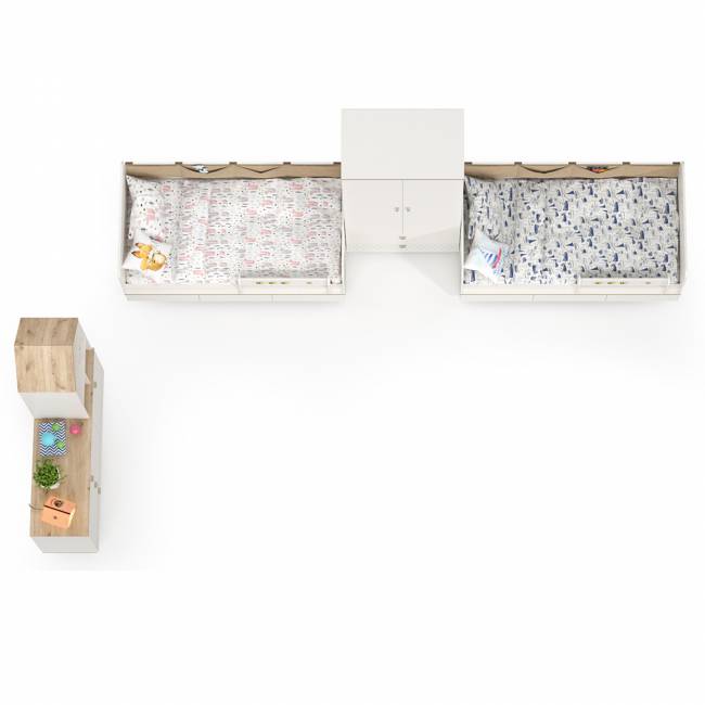 Мебель для детской комнаты с кроватями для двоих детей Эйп цвет белый/дуб белый