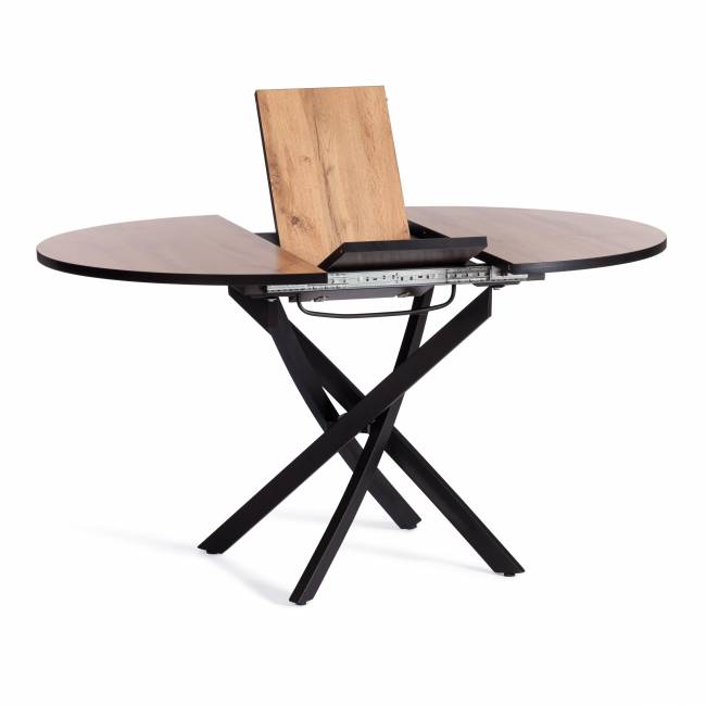 Стол обеденный Манзана/Manzana ЛДСП/HPL/металл, 100-130х100х75см, дуб вотан/чёрный Дуб Вотан/чёрный ЛДСП/HPL/металл