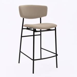 Дизайнерский полубарный стул Марко латте, черный металл