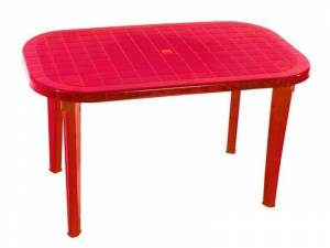 Стол пластиковый овальный красный