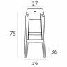 Табурет прозрачный барный Fox 75 черный 360х360х750 мм