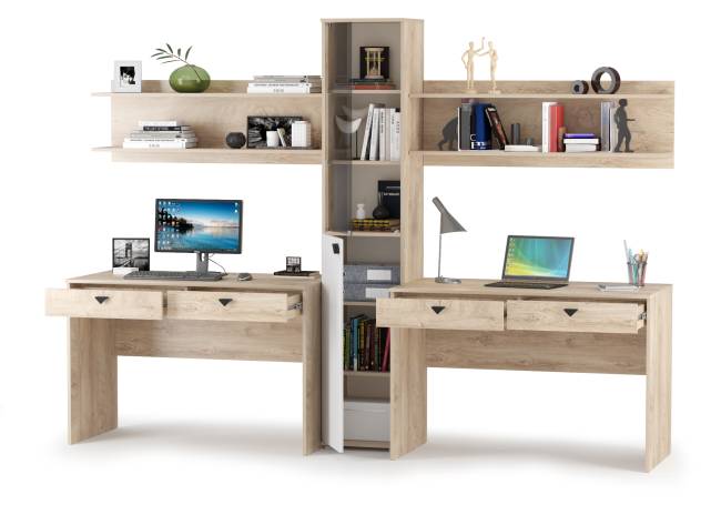 Столы Бостон с полками и стеллажом со стеклом цвет дуб эндгрейн элегантный/фасады МДФ милк рикамо софт Столы Бостон с полками и стеллажом со стеклом цвет дуб эндгрейн элегантный/фасады МДФ милк рикамо софт