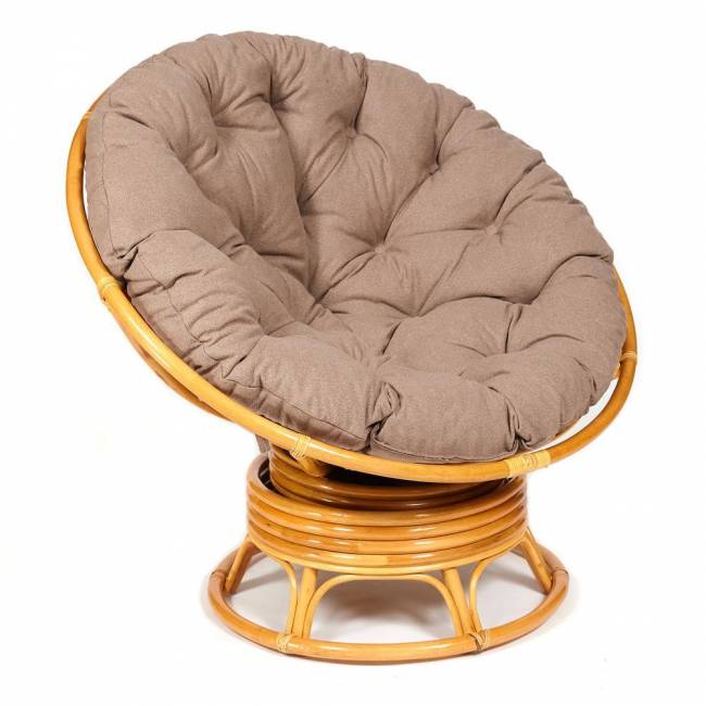 Кресло-качалка Папасан/Papasan (W 23/01 B) /с подушкой/ 115х78х104см, медовый, экошерсть коричневый, 1811-5 Honey (мед)