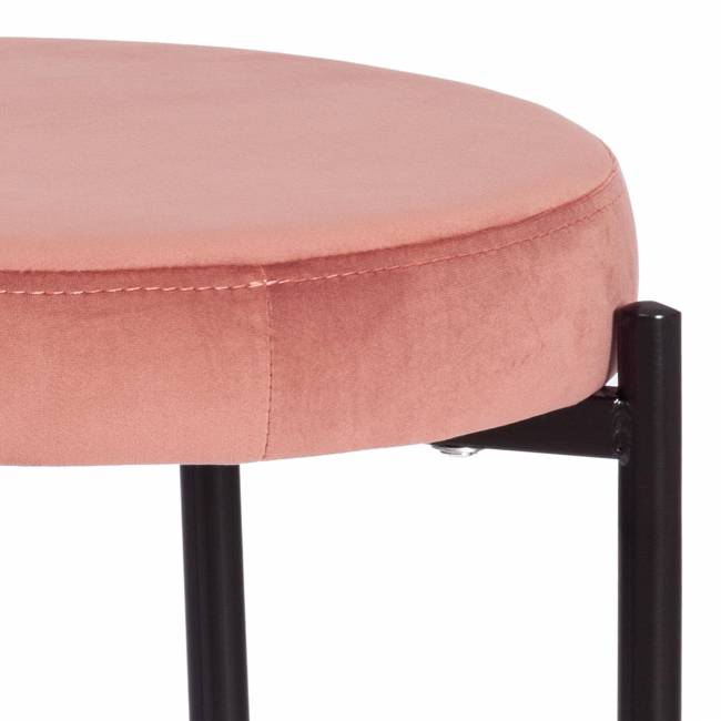 Табурет Рево/Revo (мод. 7034) ткань/металл, 44х44х47см, коралловый бархат 15/черный коралловый barkhat 15 /черный ткань/металл