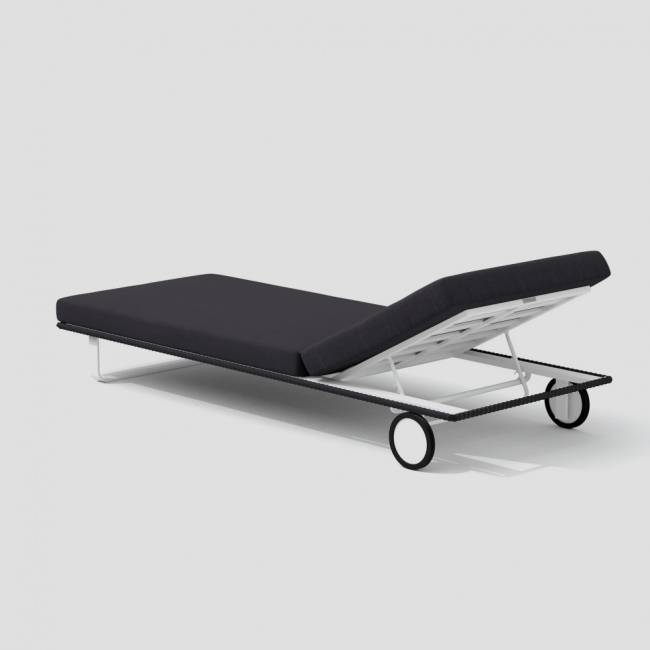 Шезлонг КОСТА на колесах антрацит - белый каркас