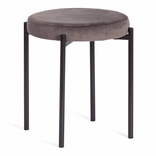 Табурет Рево/Revo (мод. 7034) ткань/металл, 44х44х47см, темно-серый бархат 14/черный темно-серый barkhat 14/черный ткань/металл