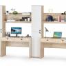 Два рабочих места Бостон с полками и пеналами цвет дуб эндгрейн элегантный/фасады МДФ милк рикамо софт Два рабочих места Бостон с полками и пеналами цвет дуб эндгрейн элегантный/фасады МДФ милк рикамо софт