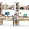 Два рабочих места Бостон с полками и пеналами цвет дуб эндгрейн элегантный/фасады МДФ милк рикамо софт Два рабочих места Бостон с полками и пеналами цвет дуб эндгрейн элегантный/фасады МДФ милк рикамо софт