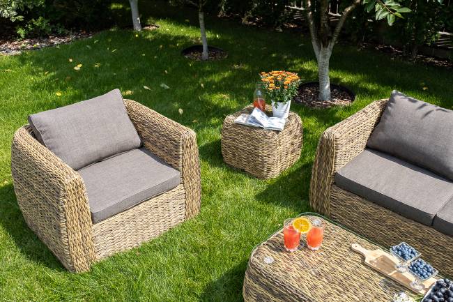 "Кальяри" кофейный столик из искусственного ротанга (гиацинт), цвет соломенный "Кальяри" кофейный столик из искусственного ротанга (гиацинт), цвет соломенный