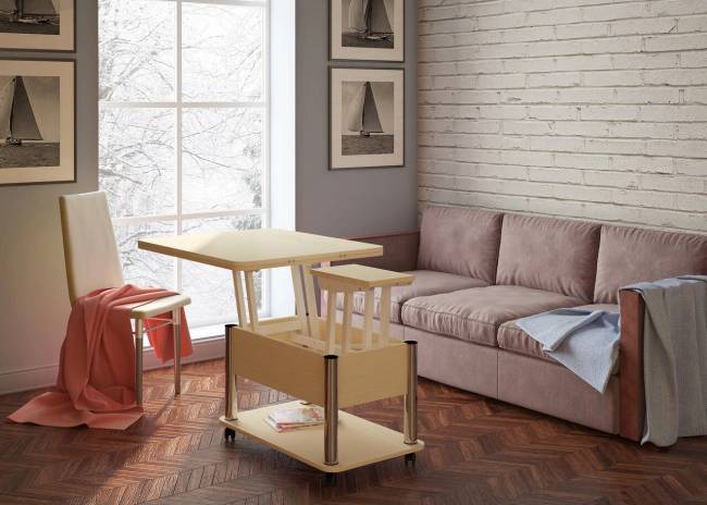 Стол- трансформер Дебют 3 светлый венге / ножки хром