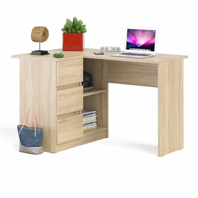 Угловой компьютерный стол Мори МС-16 левый цвет дуб сонома