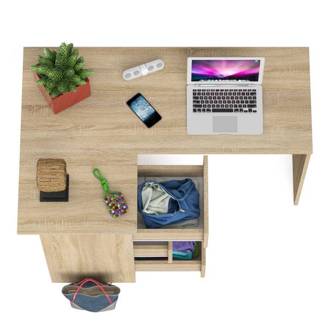 Угловой компьютерный стол Мори МС-16 левый цвет дуб сонома