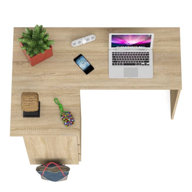 Угловой компьютерный стол Мори МС-16 левый цвет дуб сонома